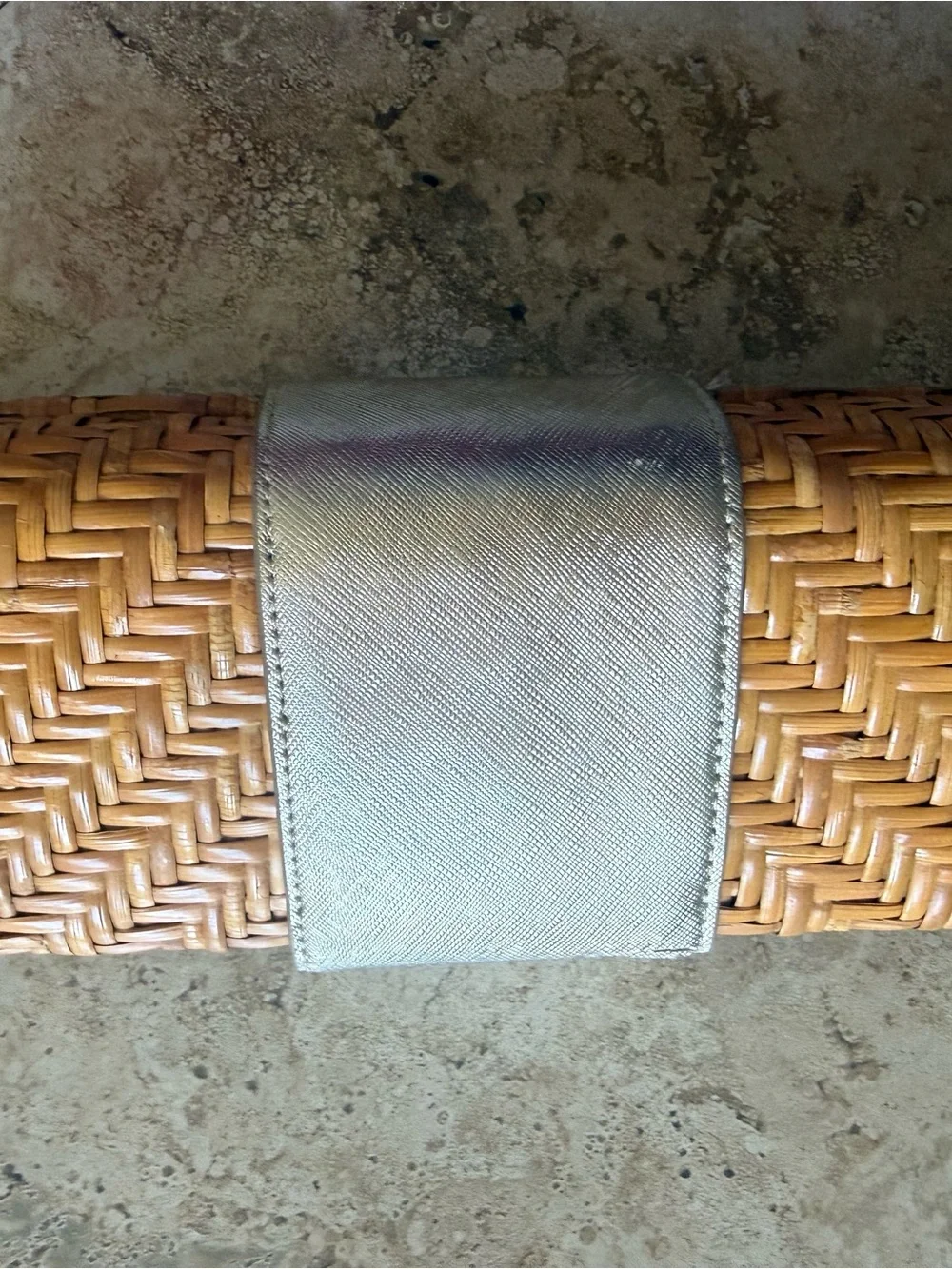 Tory Burch Yellow Woven Straw Clutch with Gold-Tone Tab